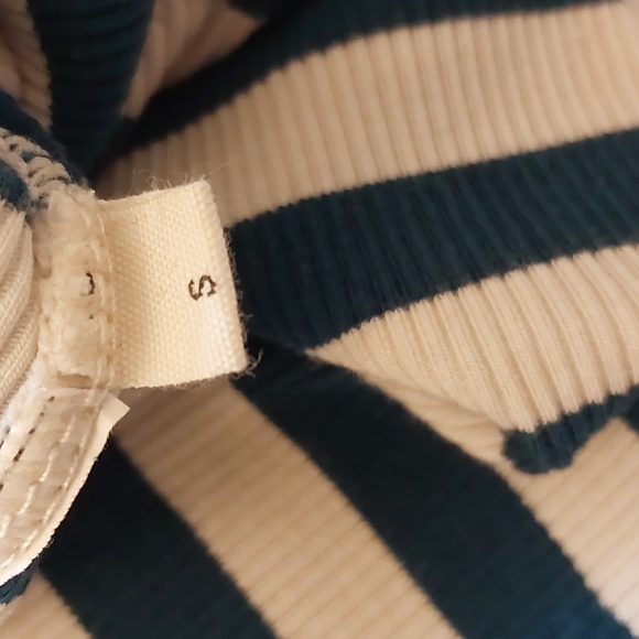 Capulet Short Sleeve Striped Teal/Cream Ribbed Knit Bodysuit size S - Picture 6 of 6